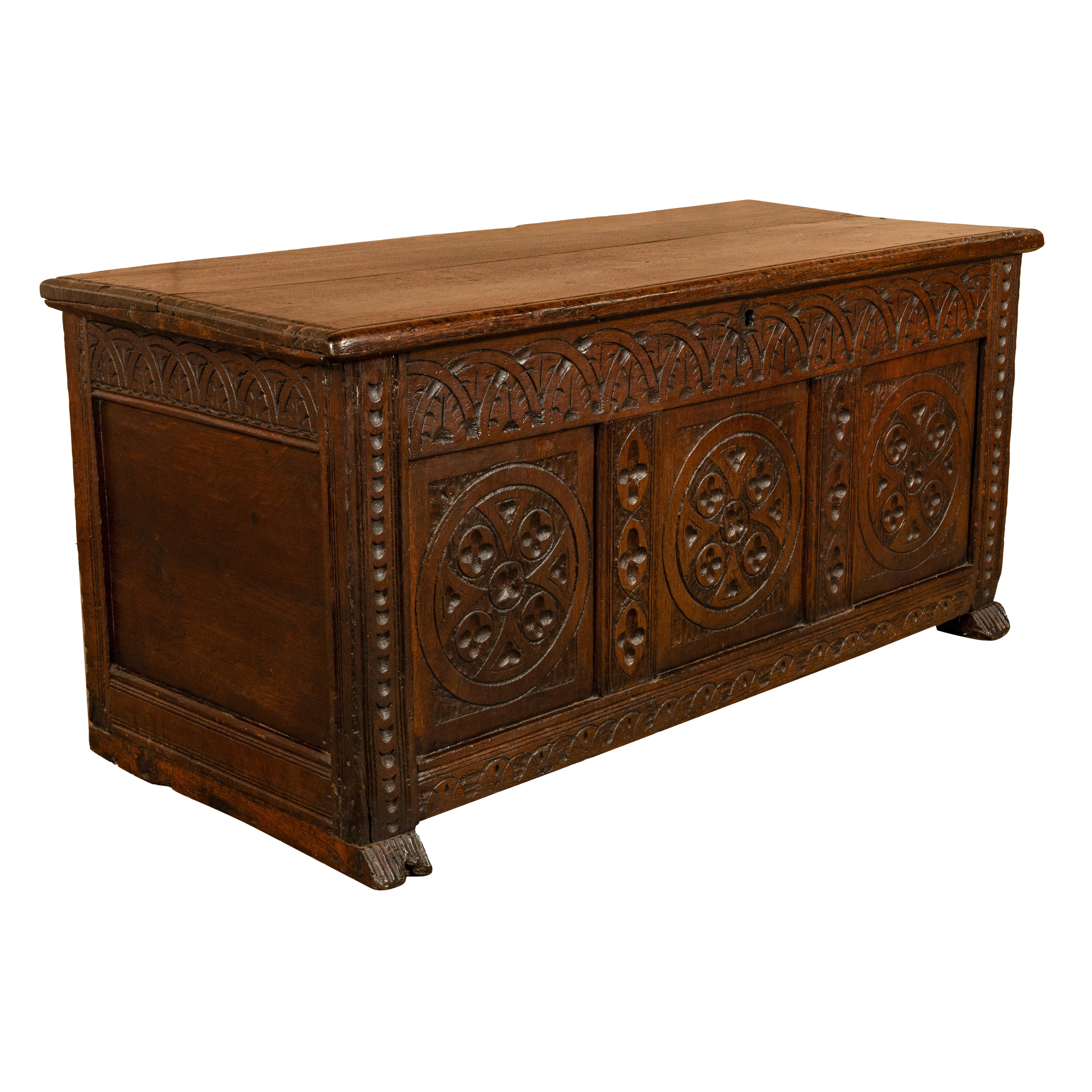 Ancienne boîte à bougies en chêne sculpté du 17ème siècle William III anglais 1690