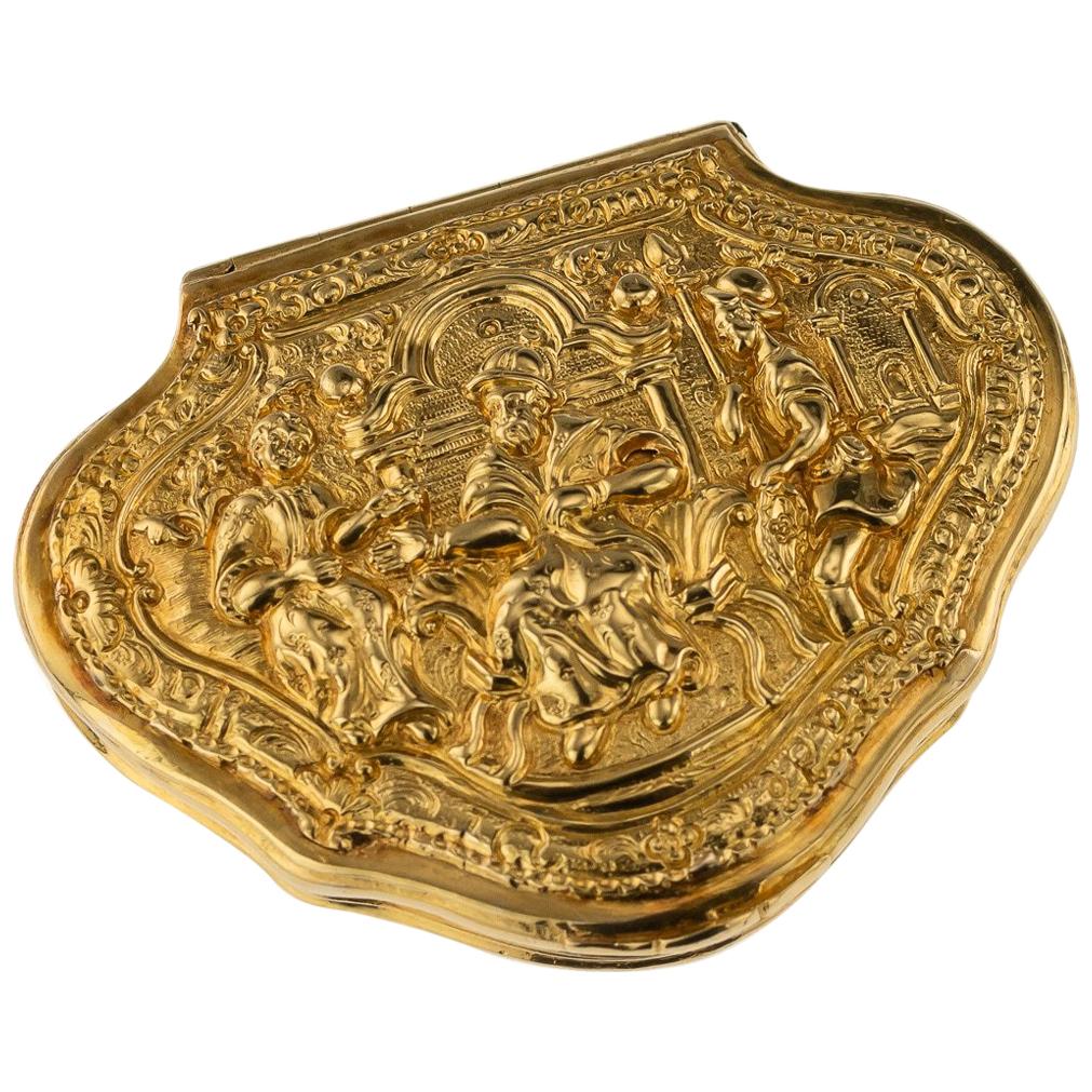 Antique English 18 Karat Gold Snuff Box, Queens Guards Regiment, circa 1750