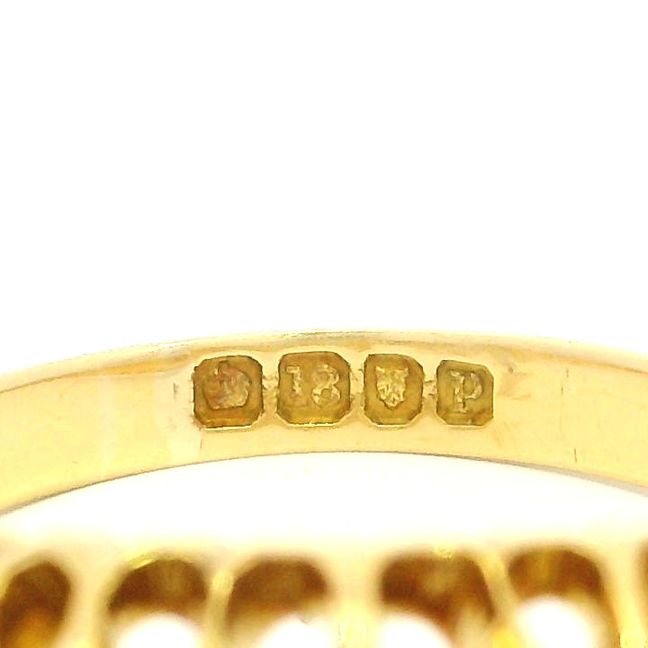 Antique English 18k Gold 1.4ct Chunky Old Mine Cut Diamond 5 Stone Band Ring en venta 5