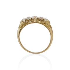 Antique English 18K Gold and Five Stone Diamond Ring