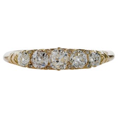 Vintage English 18K Gold and Five Stone Diamond Ring
