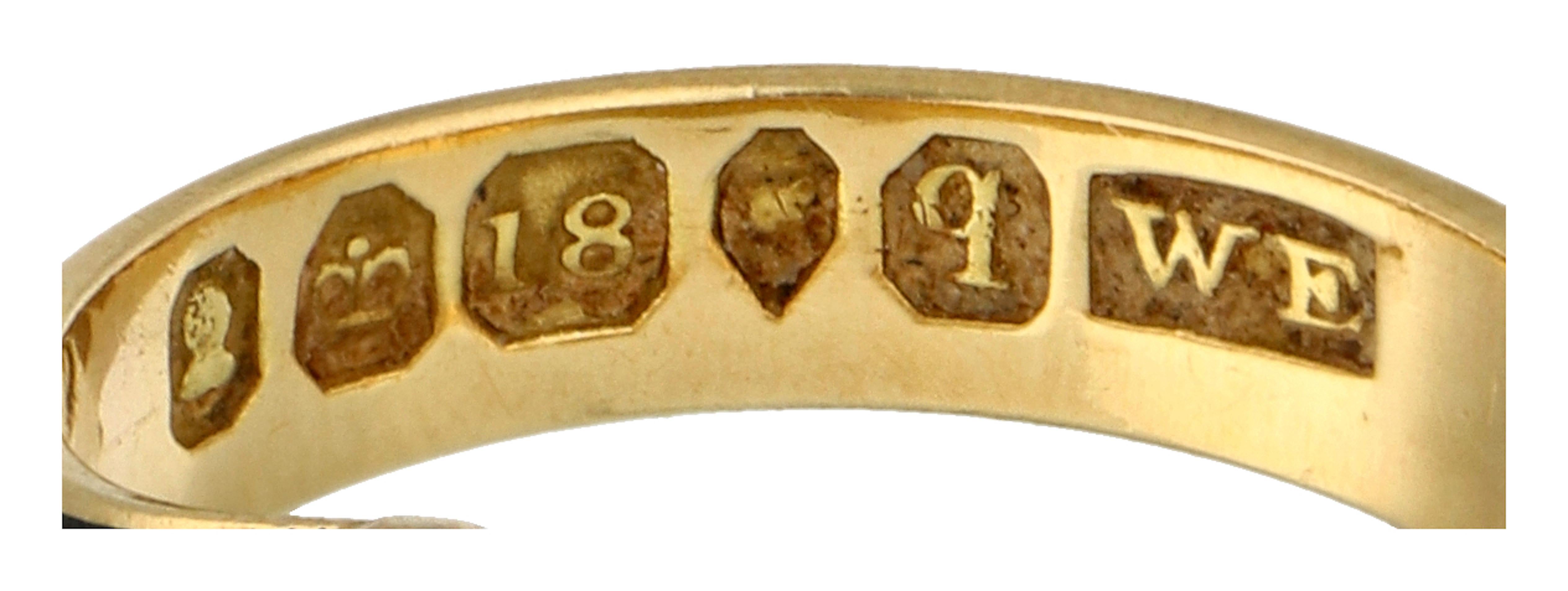 Antique English 18K Gold Memorial Ring from 1831 with Pearls and Black Enamel For Sale 2