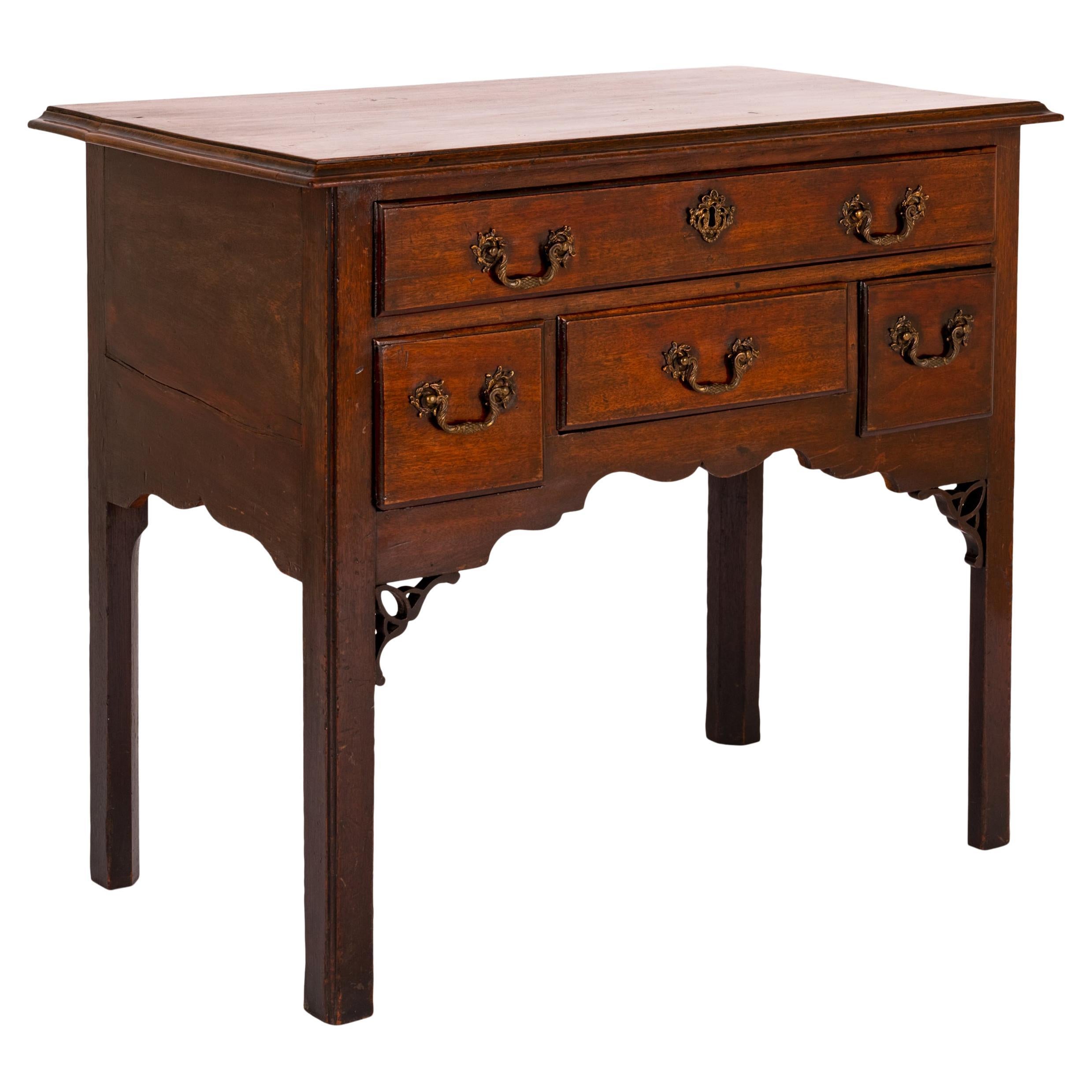 George II Antique English 18th C Georgian Mahogany Chippendale Lowboy Side Table 1750 For Sale