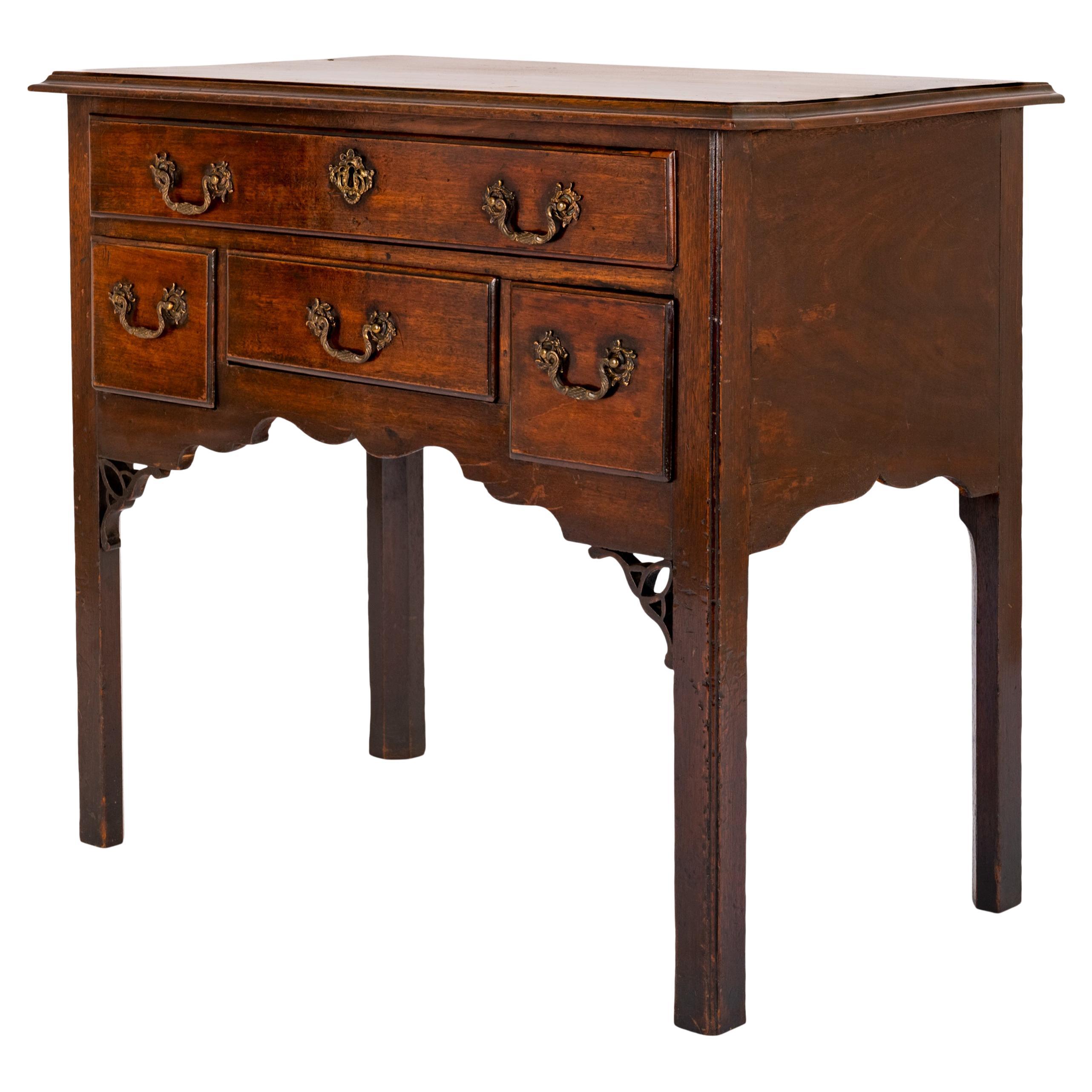 Antique English 18th C Georgian Mahogany Chippendale Lowboy Side Table 1750 For Sale