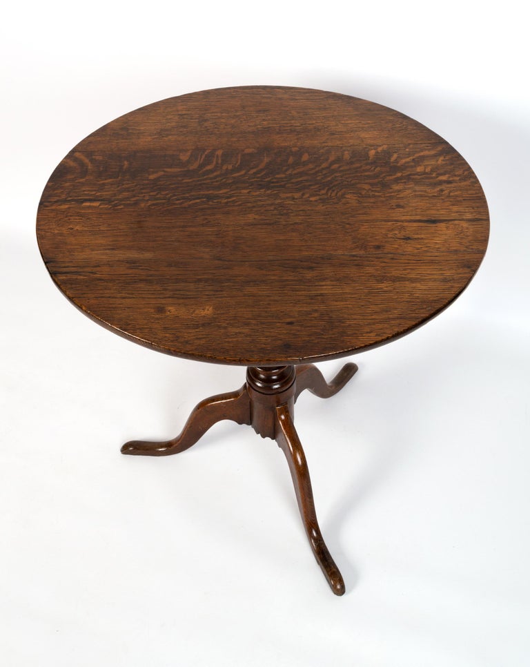 18th Century and Earlier Antique English 18th Century George III Oak Tripod Table C.1790 For Sale
