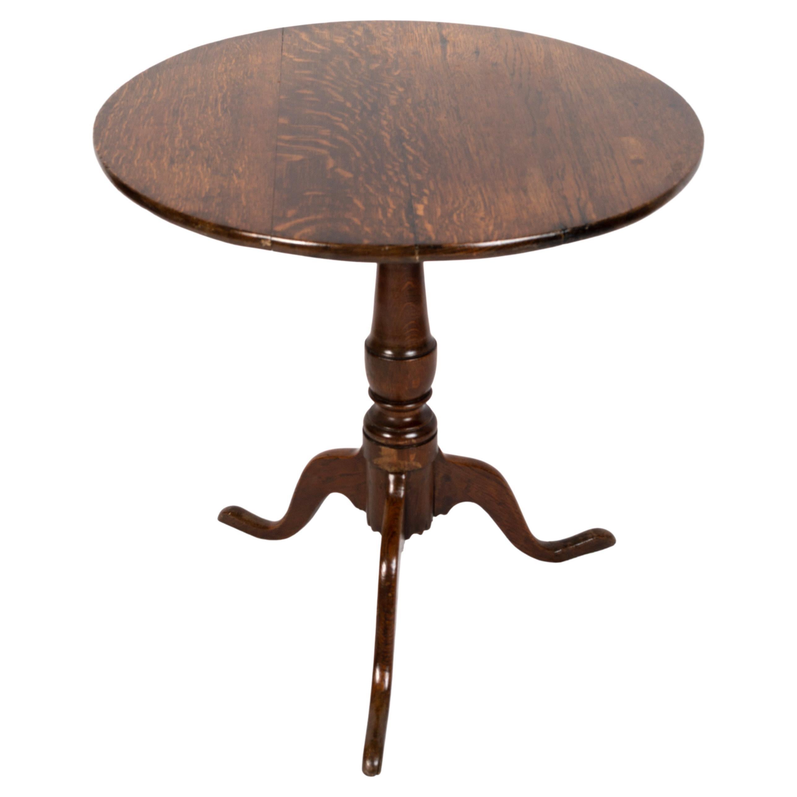 Antique English 18th Century George III Oak Tripod Table C.1790