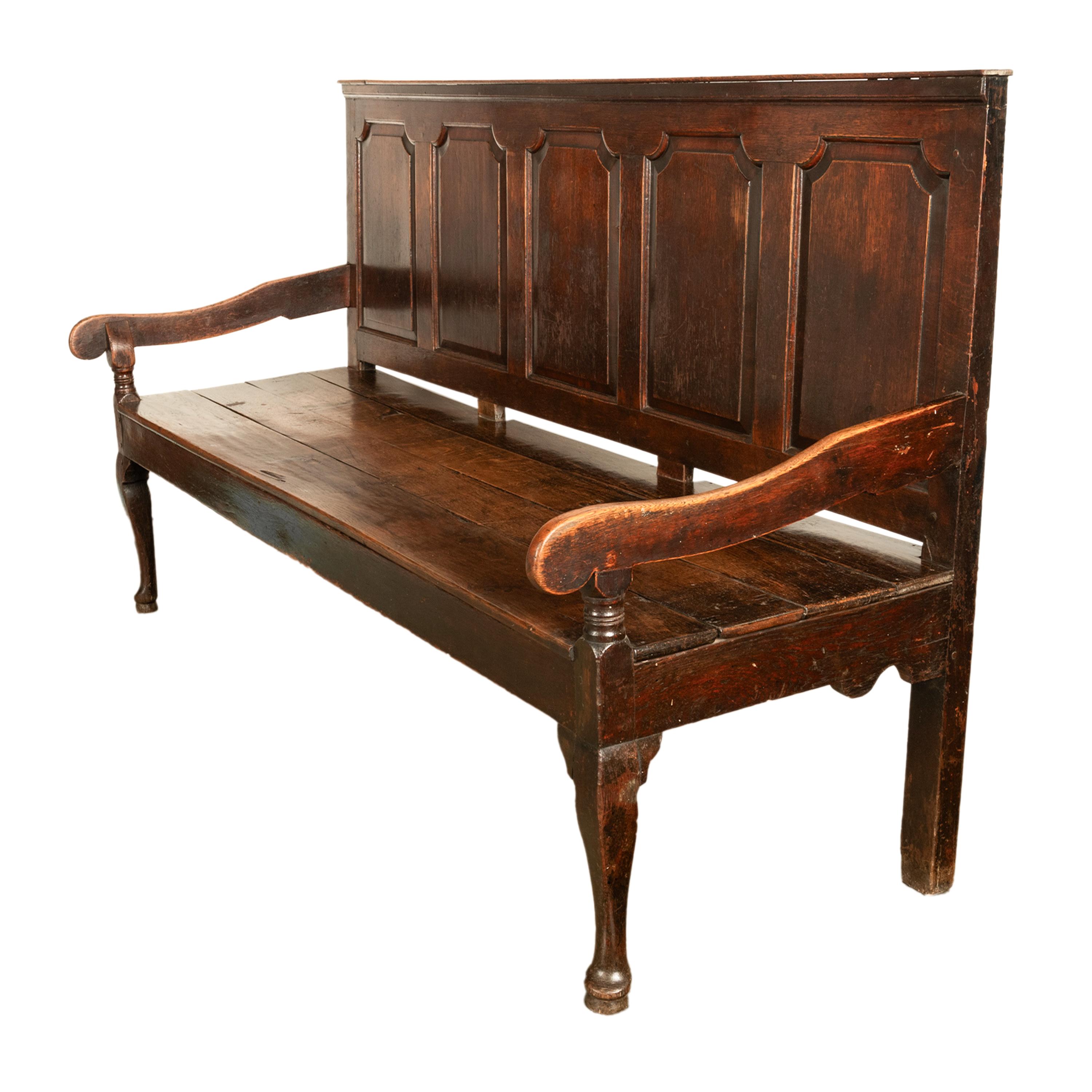 Ancien banc de banquet géorgien du 18ème siècle en chêne à panneaux Chippendale 1780 Bon état - En vente à Portland, OR