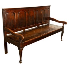 Antica panca inglese del 18° secolo con pannelli di Oak Oak 1780