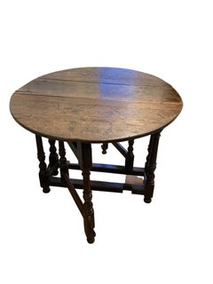 Antique English 18th Century Oak Gate Leg drop leaf Table