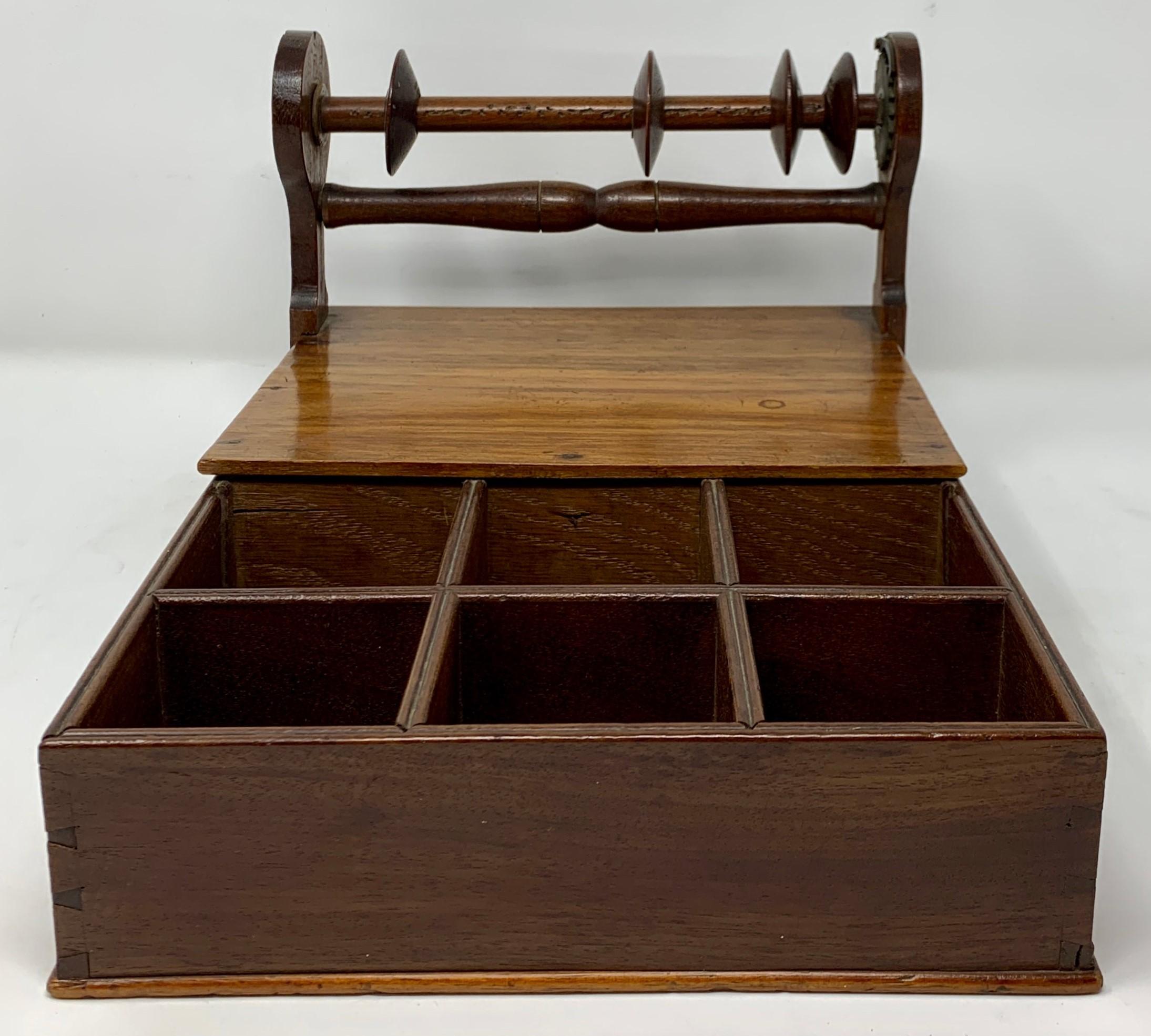 Antique English 18th century wool holder and thread sewing box. Just a little treasure that anyone interested in sewing, knitting or weaving would enjoy.
 