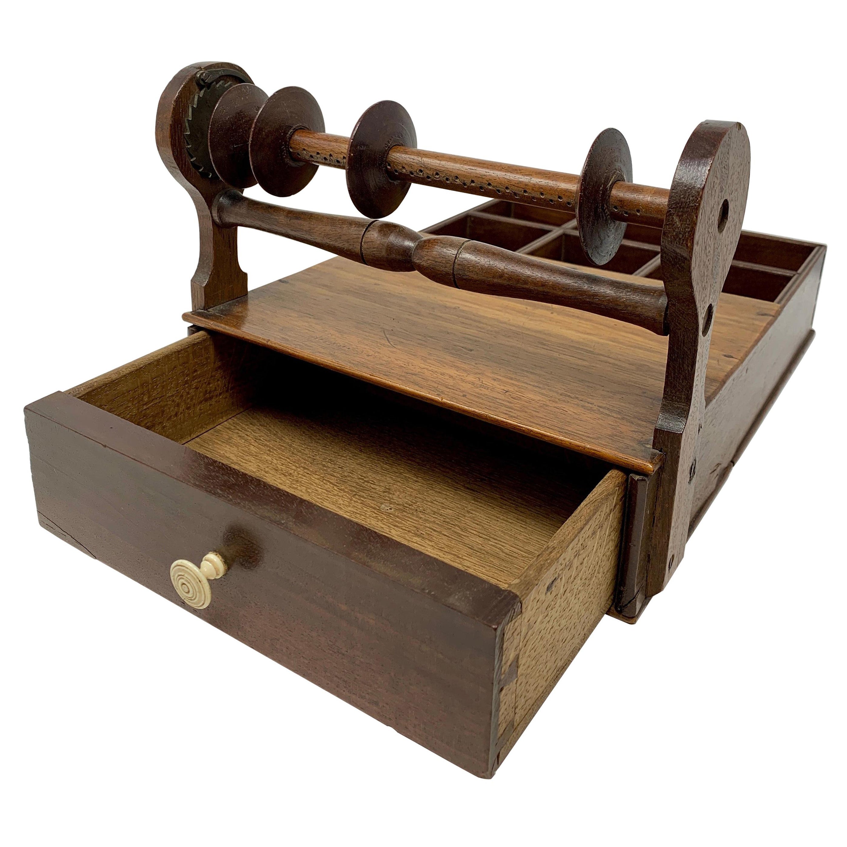 Antique English 18th Century Wool Holder and Thread Sewing Box For Sale