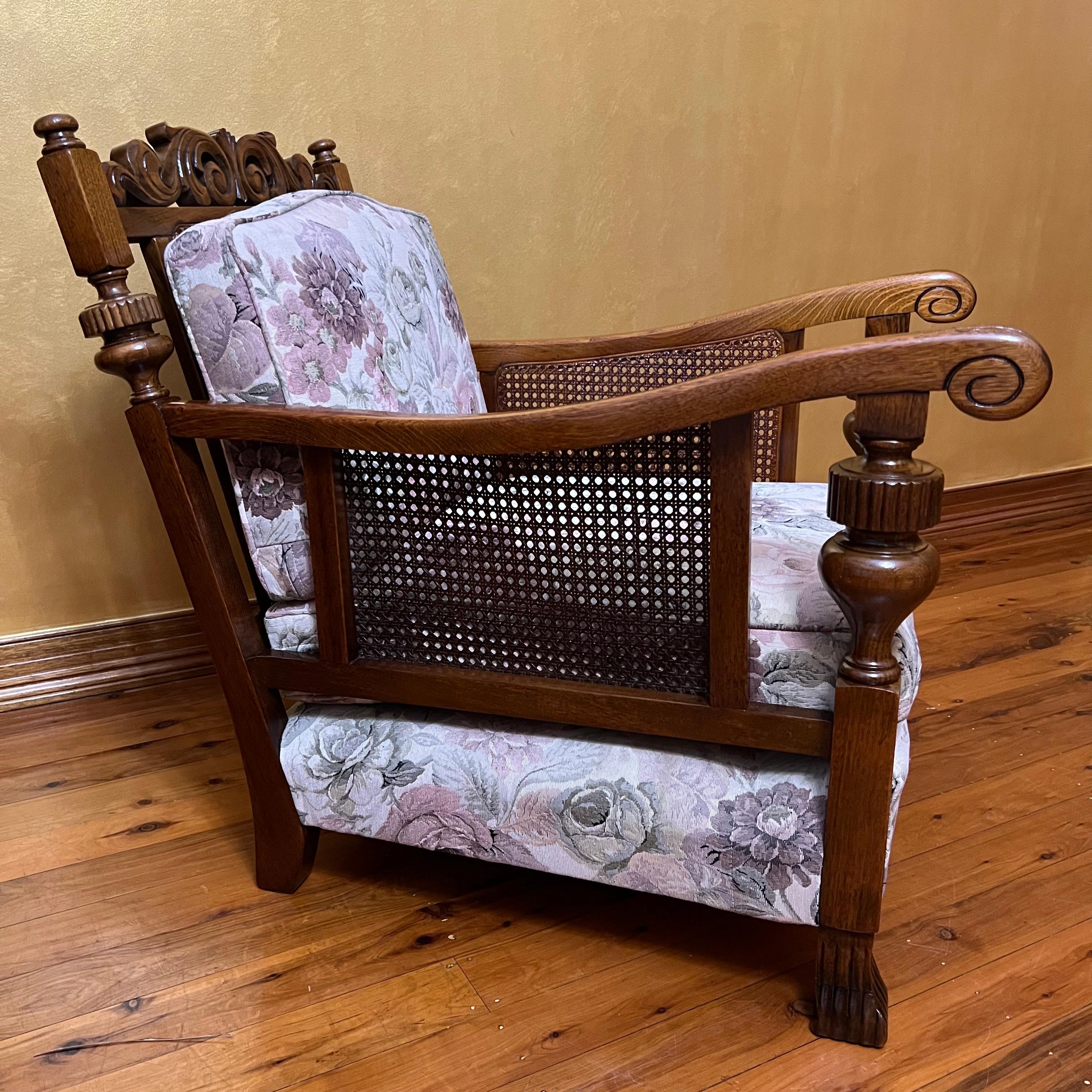 Antique English 1920s Cane Bergere Three Piece Lounge Suite In Good Condition For Sale In EDENSOR PARK, NSW