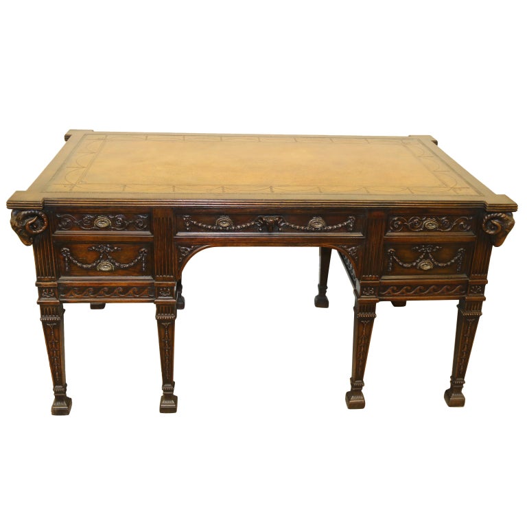 Antique English Freestanding Mahogany Writing Desk By M Butler Of Freestanding Mahogany Writing Desk
