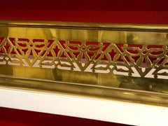 English 19th Century Geometric Pierced Design Solid Brass Fireplace Fender