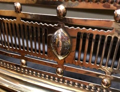 Antique English 19th C. Pierced and Engraved Brass Serpentine Fireplace Fender