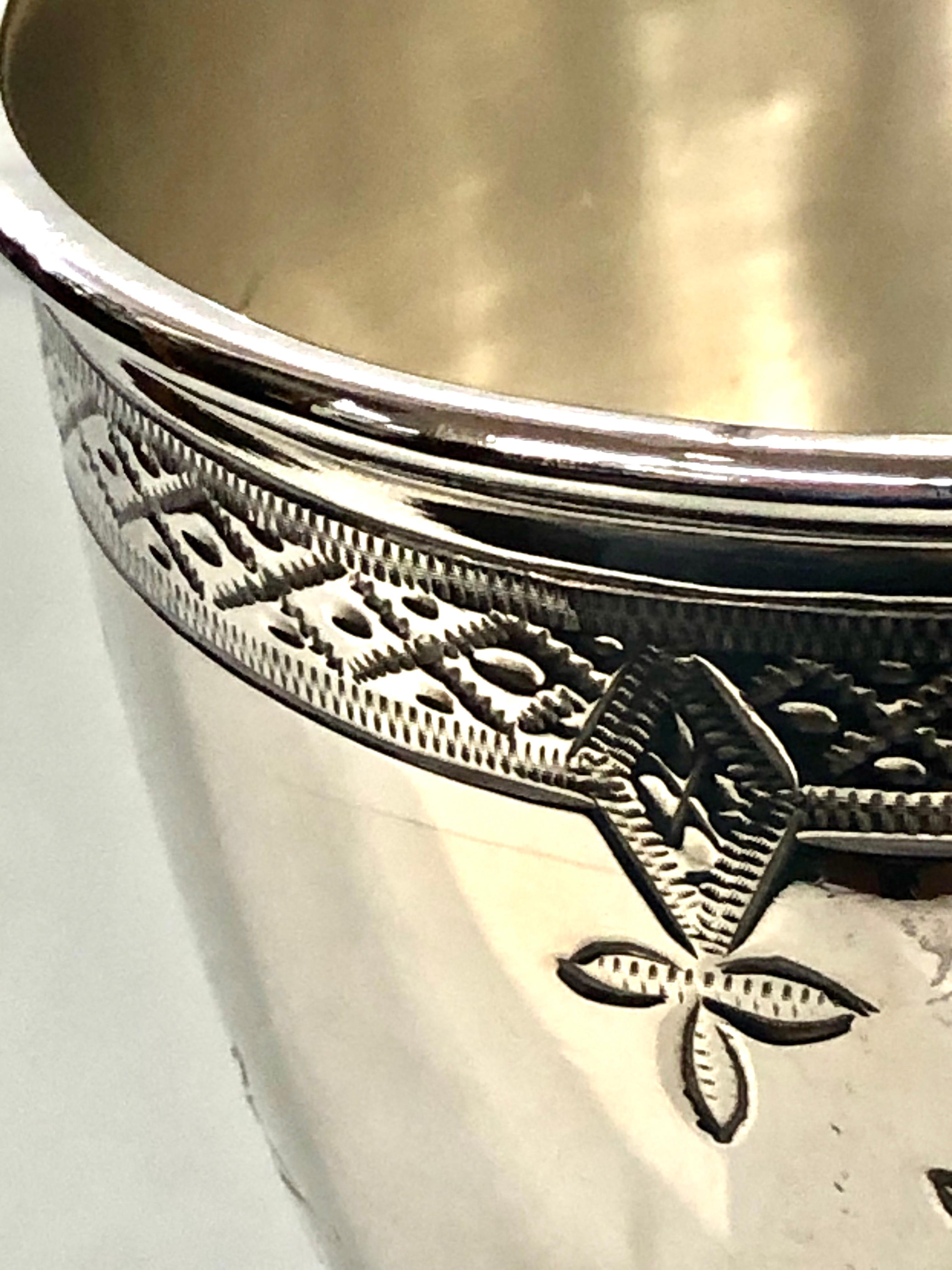English 19th Century Sheffield Silverplate Hand Engraved Lg. Chalice / Goblet In Good Condition In Charleston, SC