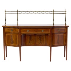 Antique English 19th Cent George III Inlaid Sideboard w/ Removable Brass Gallery