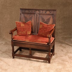 Antique English 19th Century 2-Seat Oak Settle