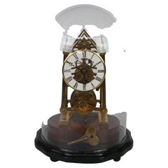 Antique English 19th Century 8 Day Fusee Skeleton Cathedral Glass Dome Clock