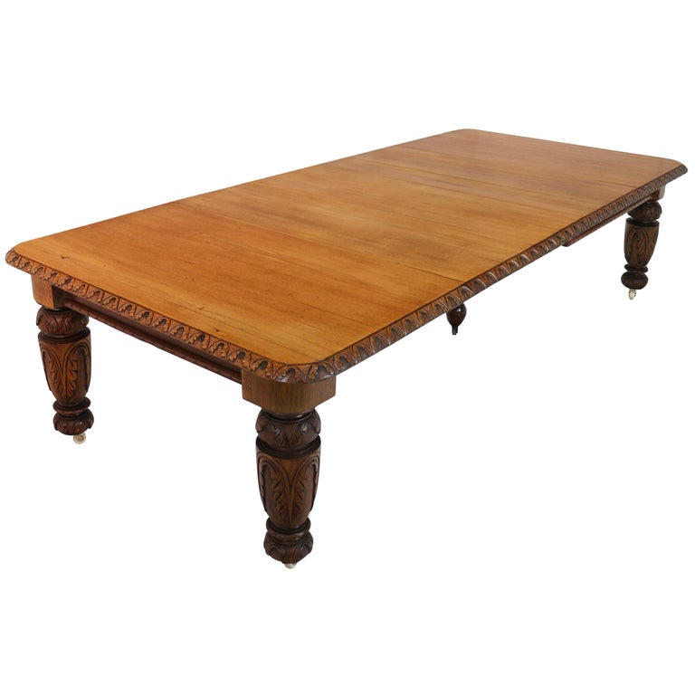 Antique English 19th Century Carved Golden Oak Extending Antique English 19th Century Carved Golden Oak Extending