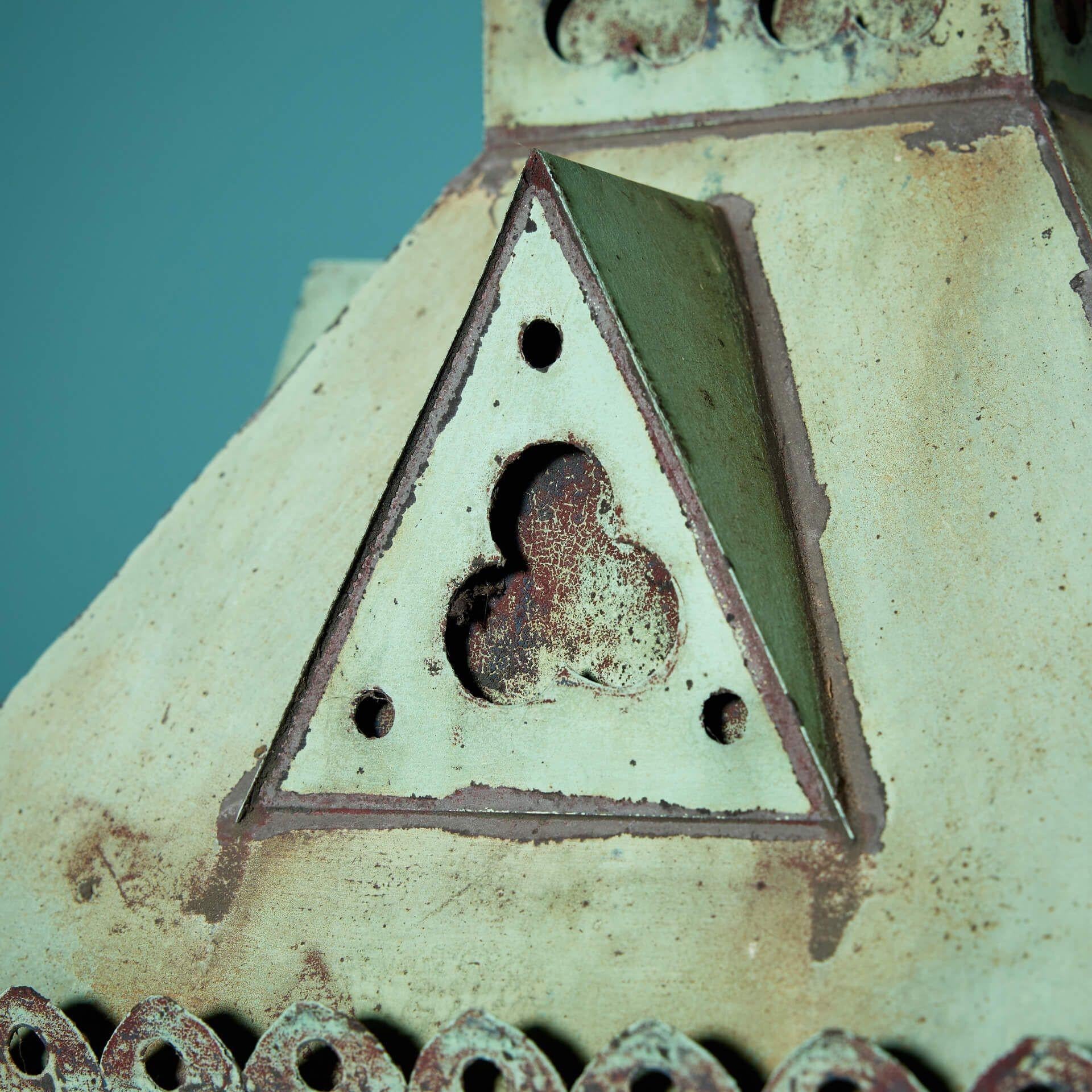 Antique English 19th Century Copper Wall Hanging Lantern In Fair Condition For Sale In Wormelow, Herefordshire