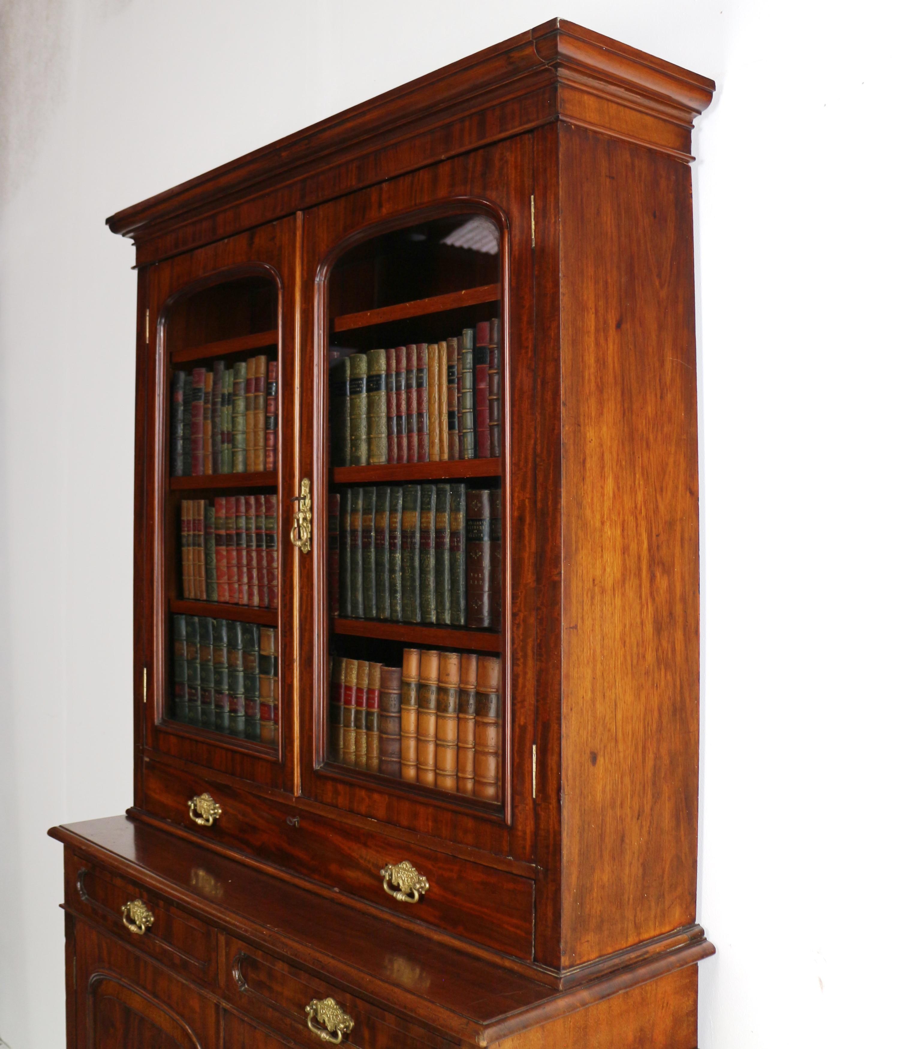 Antico mobile libreria a due ante in mogano inglese del XIX secolo, prima epoca vittoriana in vendita 13