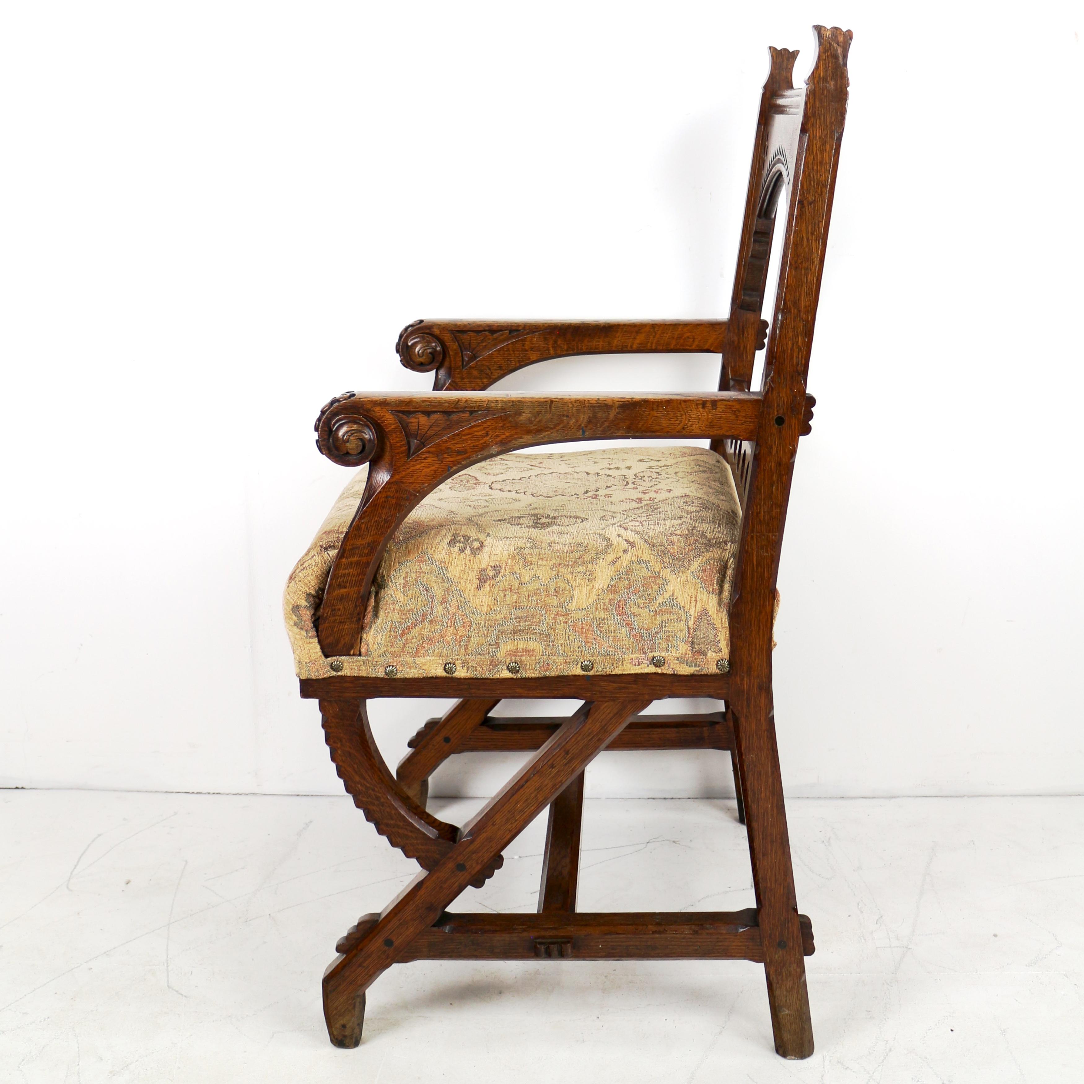 Antica poltrona inglese del XIX secolo in stile Gothic Revival estetico in Oak in vendita 8