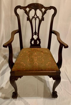 Antique English 19th Century Mahogany Carved Armchair