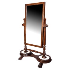 Antique English 19th Century Mahogany Freestanding Full Length Floor Mirror