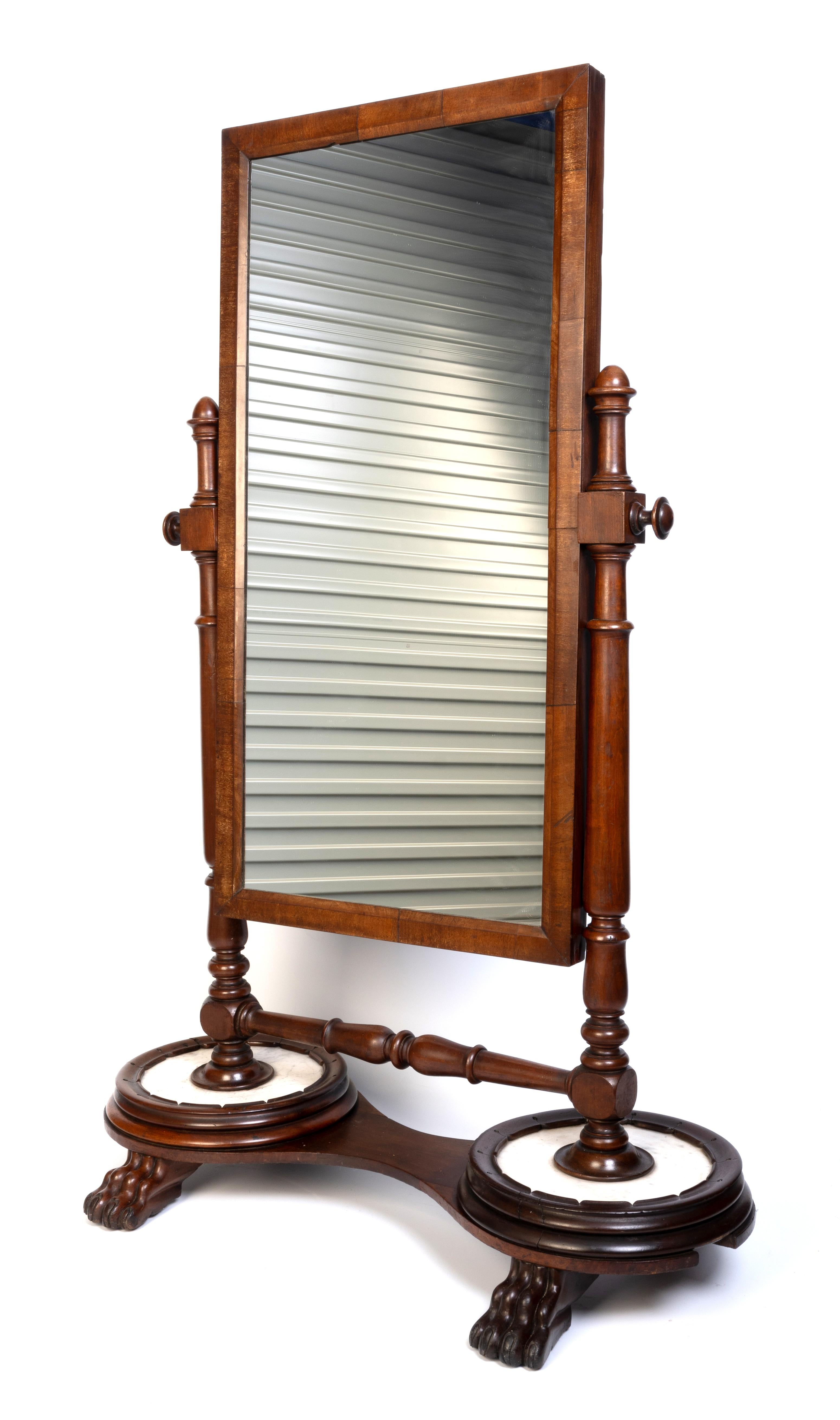 Antique Mirror inglese del 19° secolo in mogano a tutta lunghezza In condizioni buone in vendita a London, GB