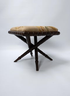 Antique English 19th Century Needlepoint Bobbin Stool C.1880