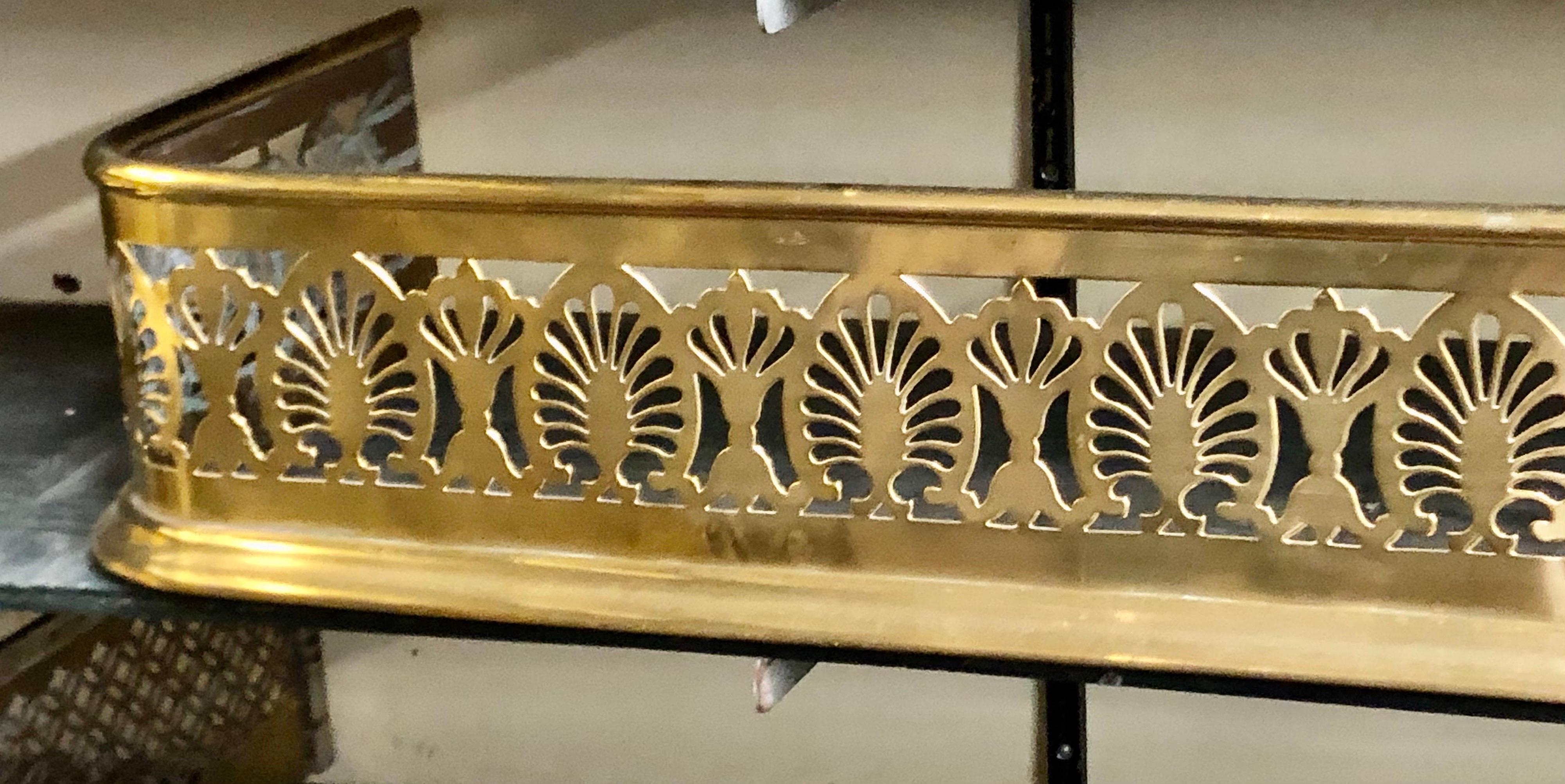 Hand-Crafted Antique English 19th Century Pierced Brass Anthemion motif Fireplace Fender