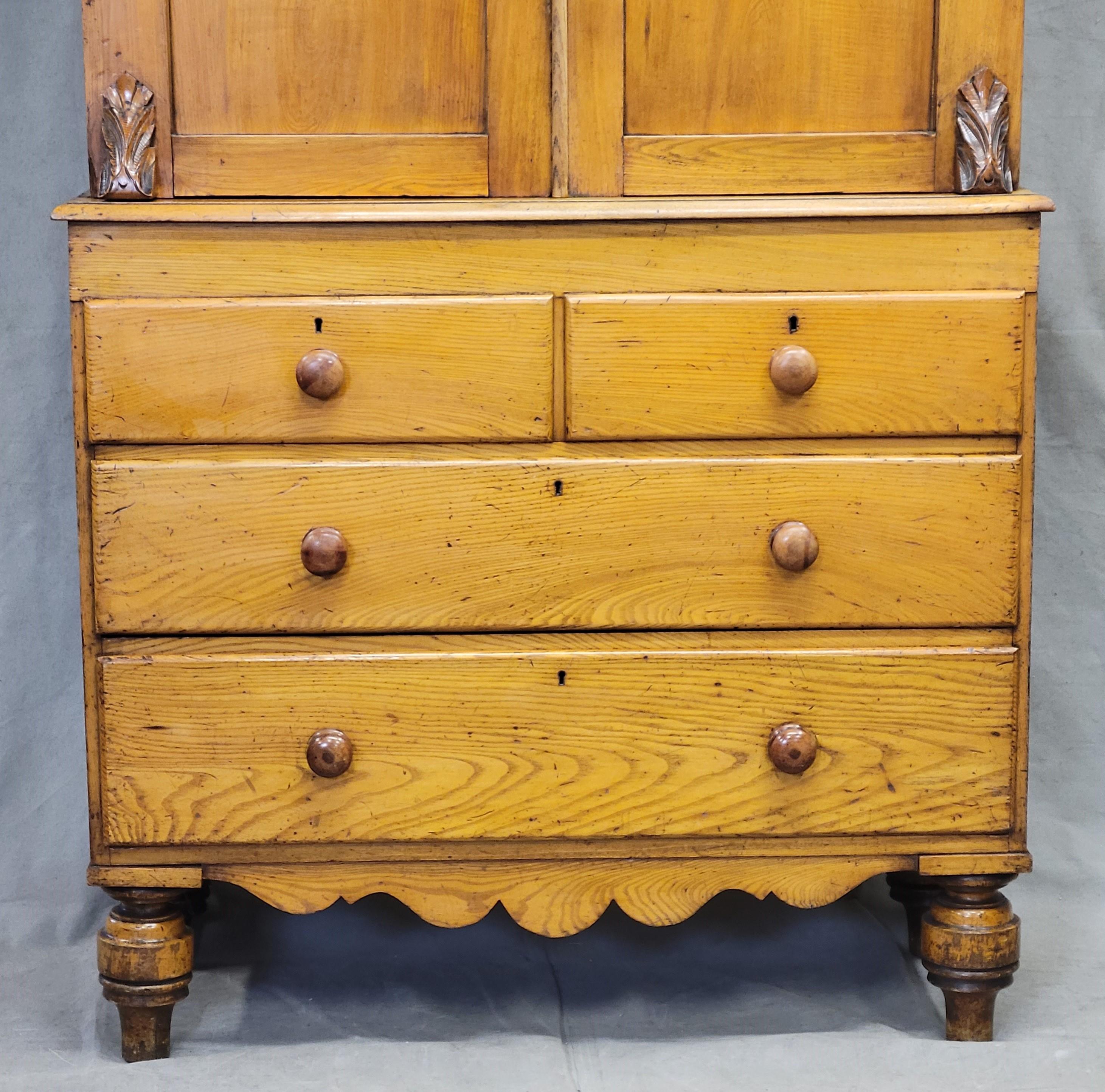 British Antique English 19th Century Pine and Elm Linen Press For Sale