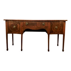 Antique English 19th Century Serpentine Sideboard with Inlay