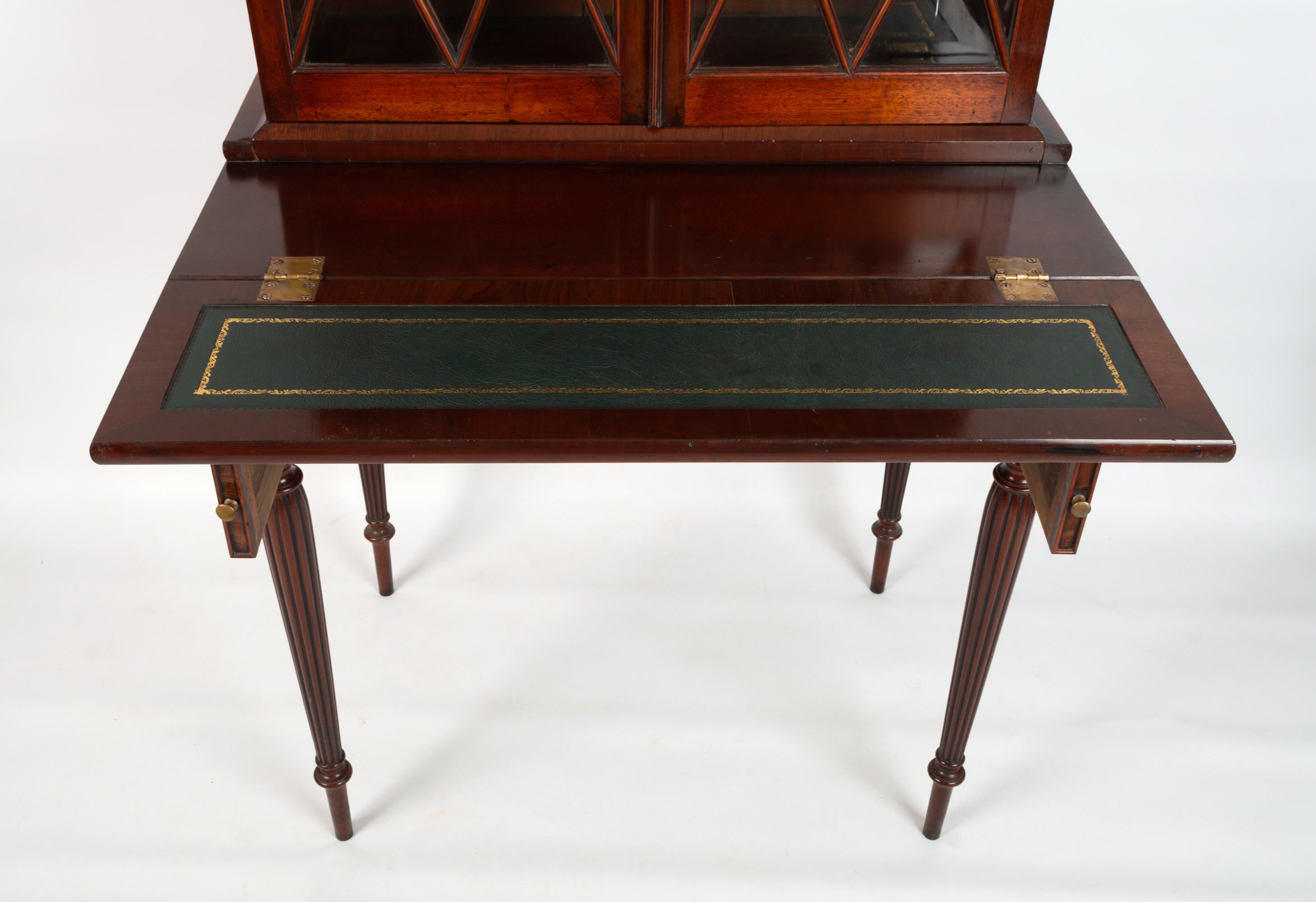 Antique English 19th Century Sheraton Revival Mahogany Display Cabinet on Stand  For Sale 12