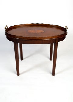 Antique English 19th Century Sheraton Revival Mahogany Tray Table