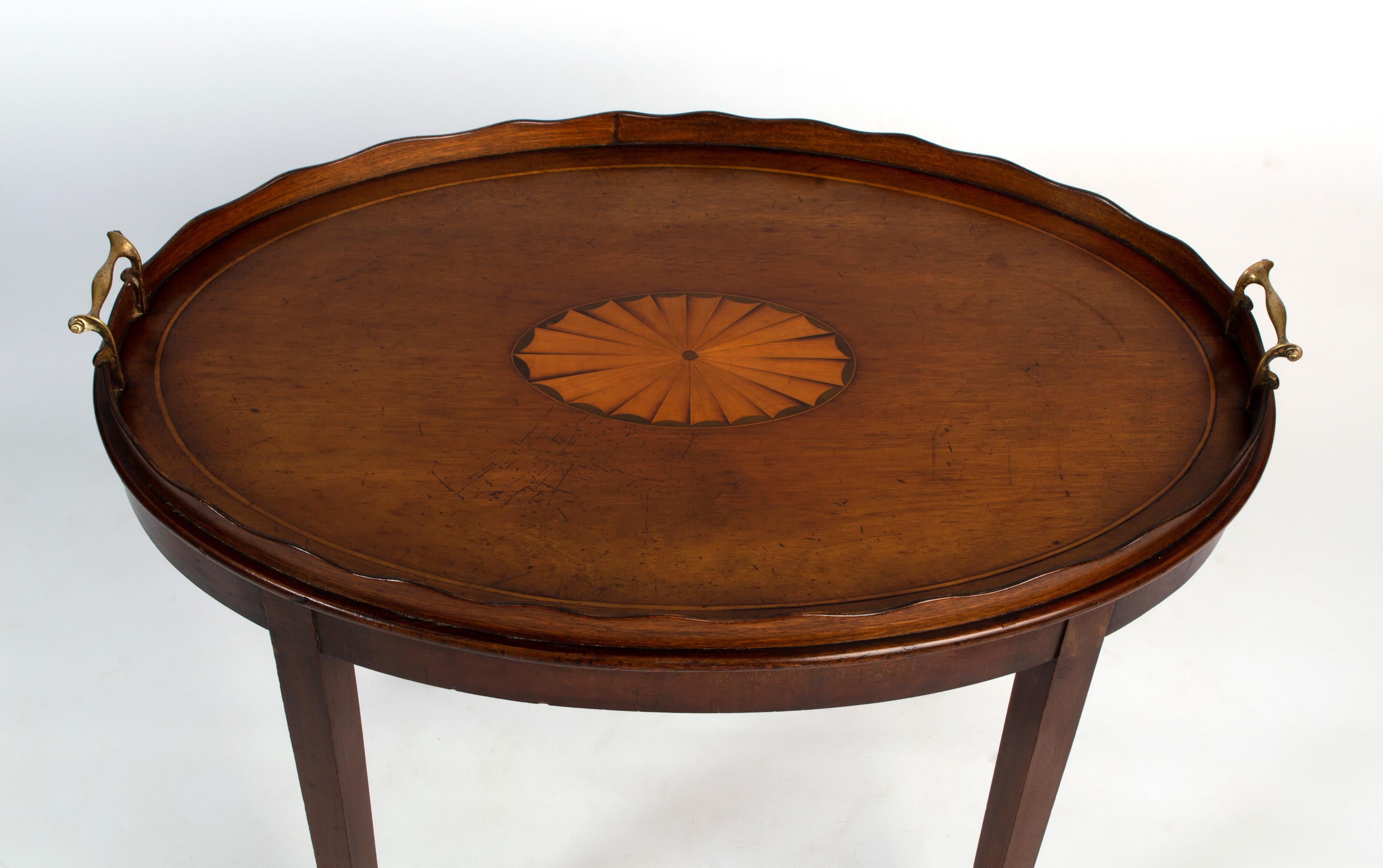Antique English 19th Century Sheraton Revival Mahogany Tray Table For Sale 2
