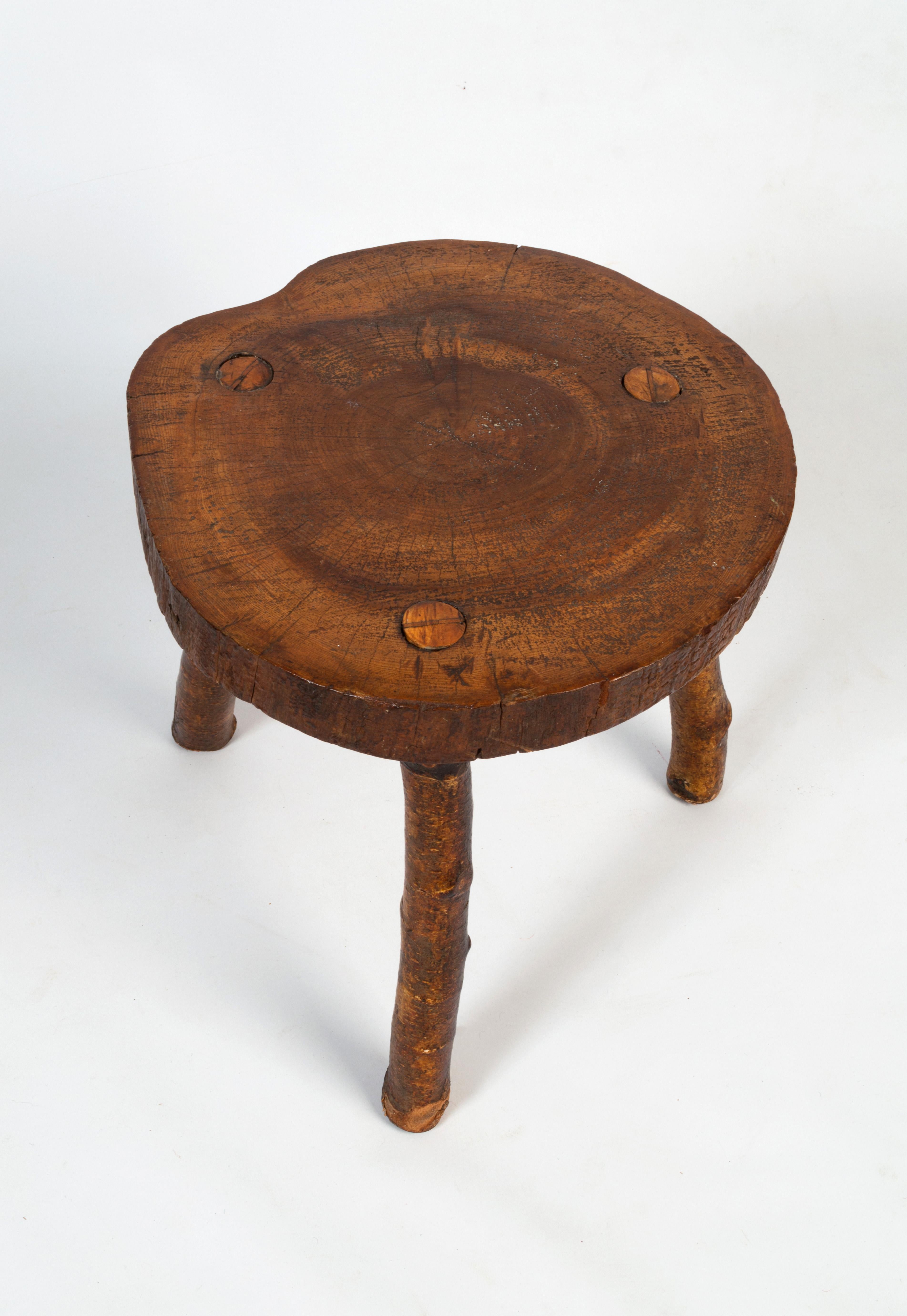 Folk Art Antique English 19th Century Vernacular Cricket Table Side Table Stool For Sale