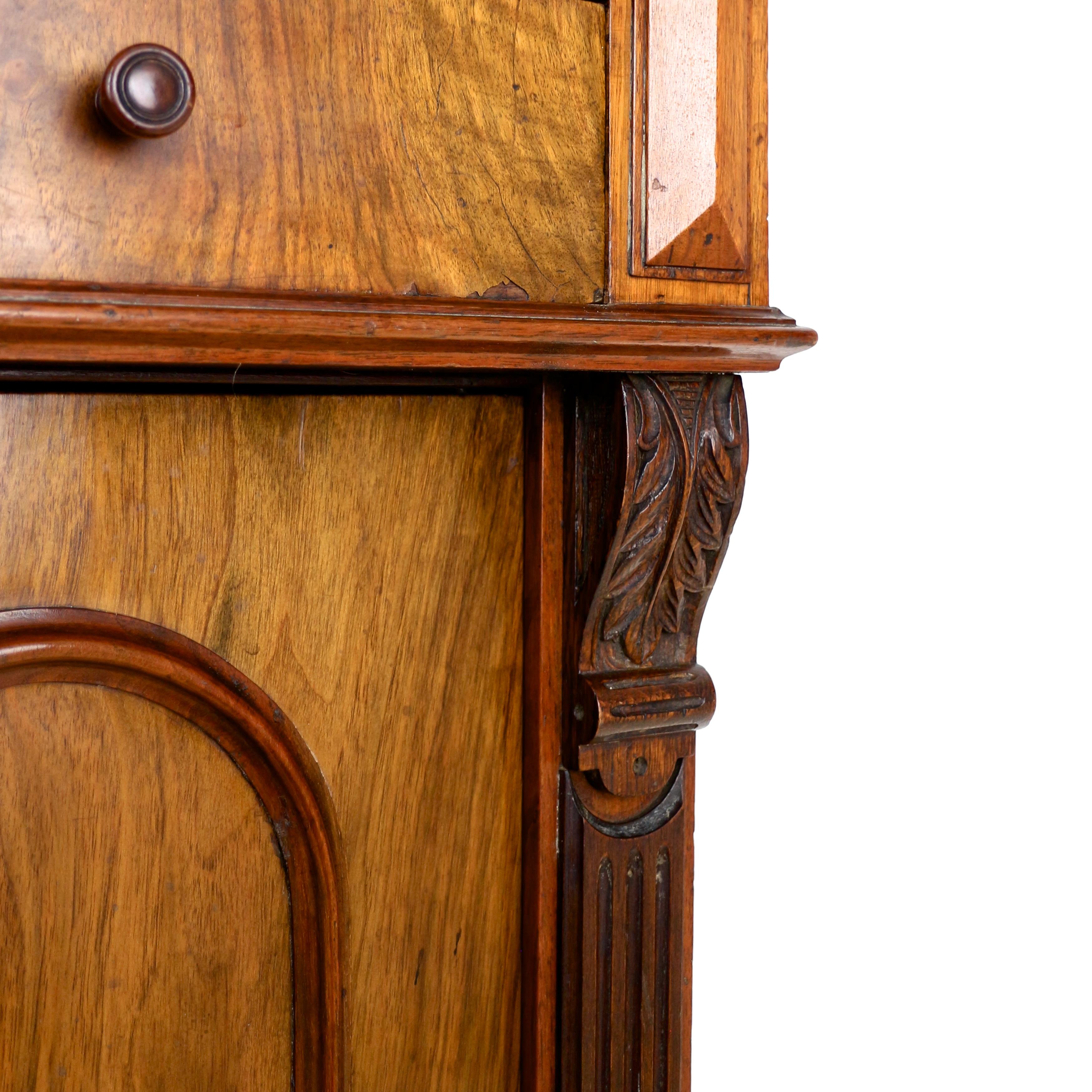 Antique English 19th Century Victorian Burr Walnut Dentist's Collector's Cabinet For Sale 4