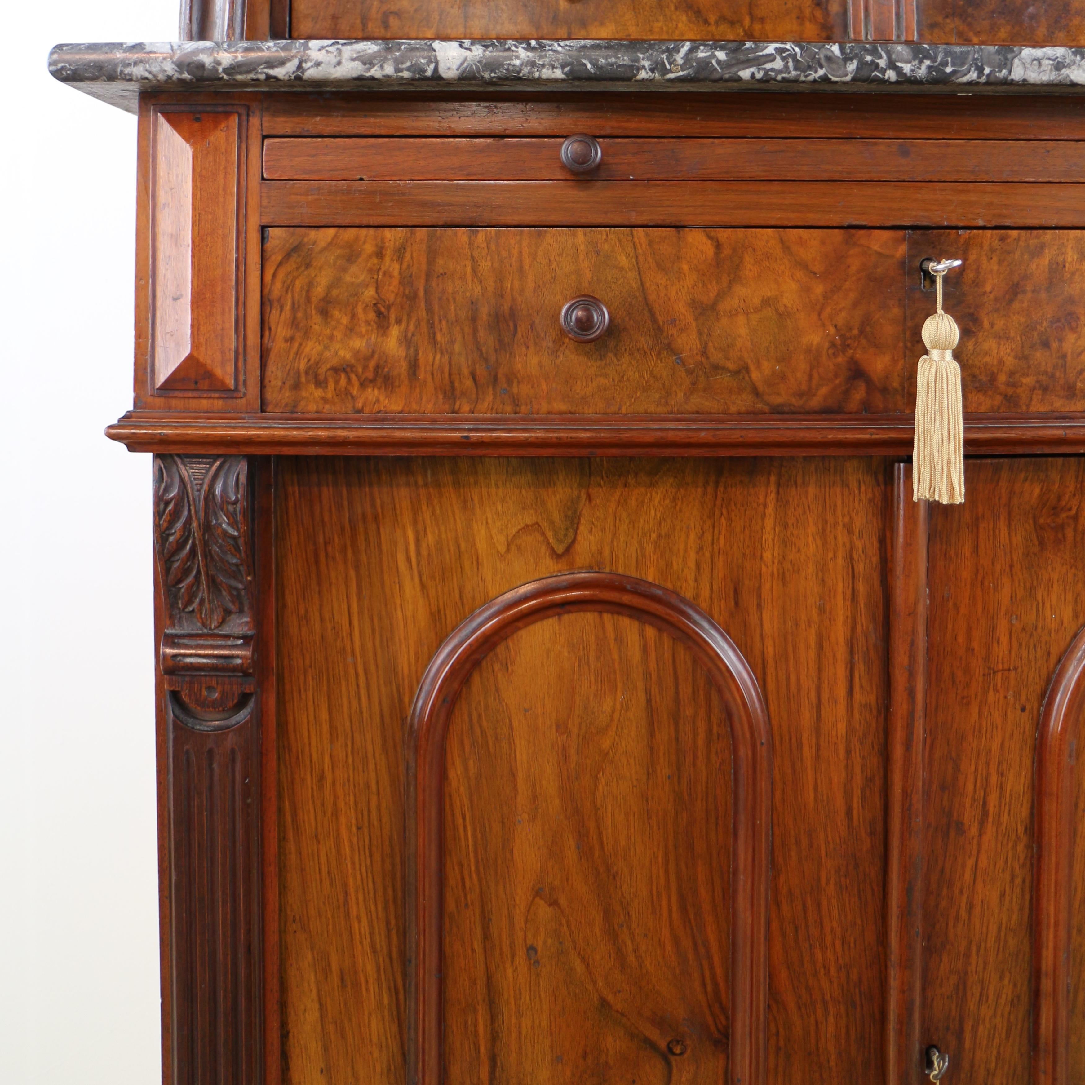 Antique English 19th Century Victorian Burr Walnut Dentist's Collector's Cabinet For Sale 2