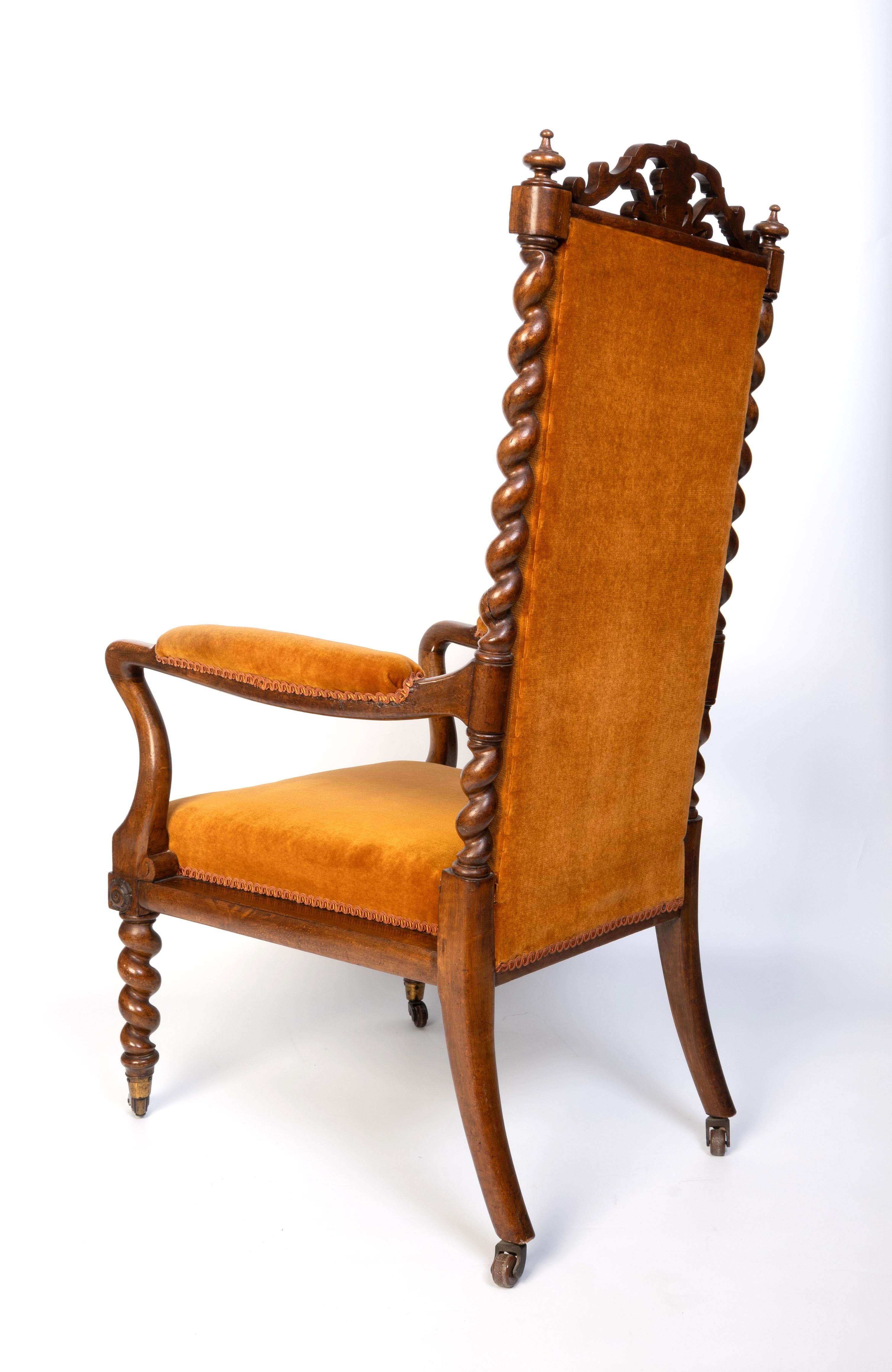 Ancien fauteuil anglais du 19ème siècle en noyer Barley Twist Elbow Chair Fauteuil en vente 2