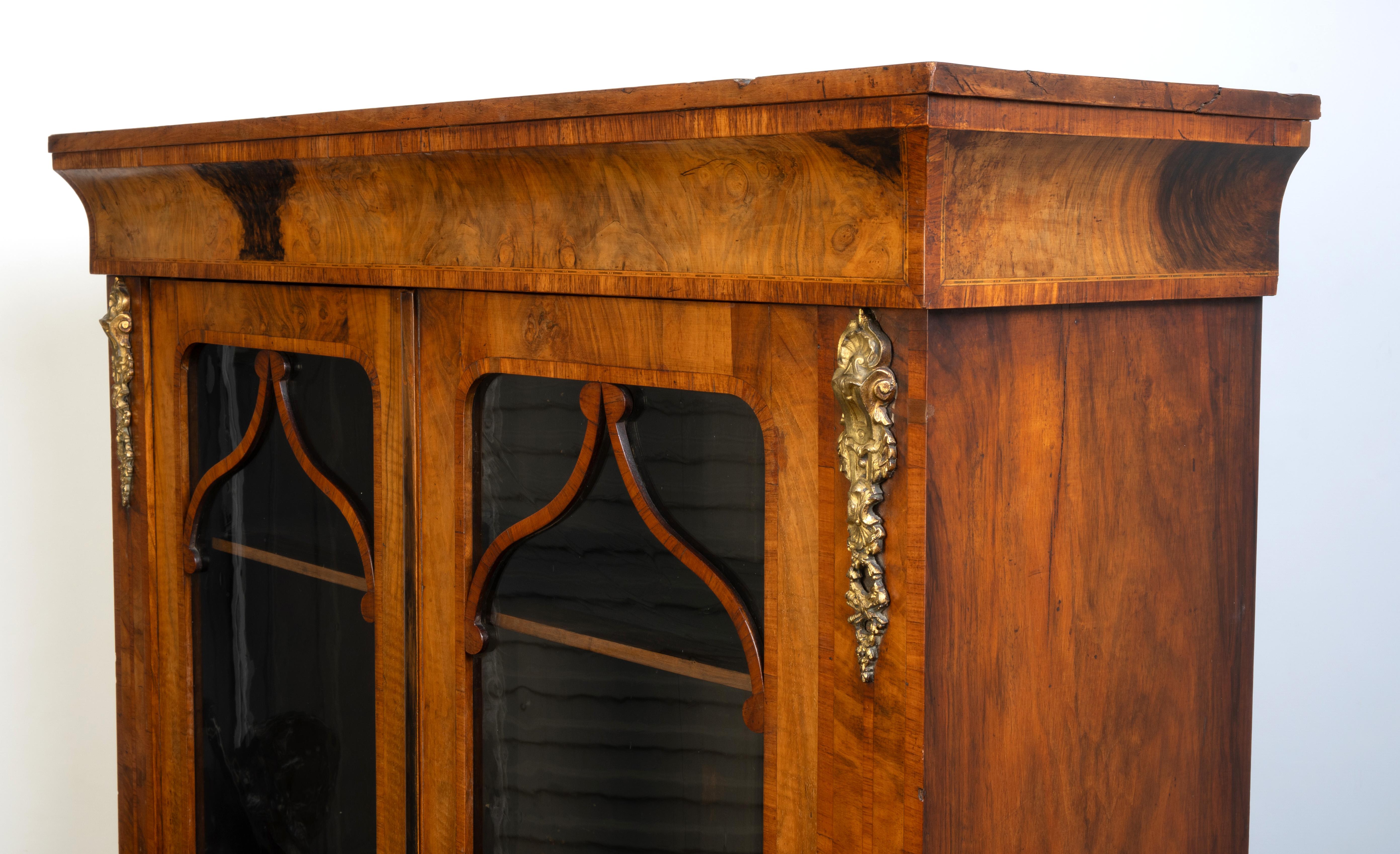 Antico mobile inglese del XIX secolo in legno di noce a due ante smaltate C.1850 in vendita 2