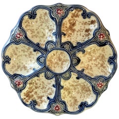 Antique English 19th Century Wasmuel Co. Majolica Oyster Plate, circa 1880