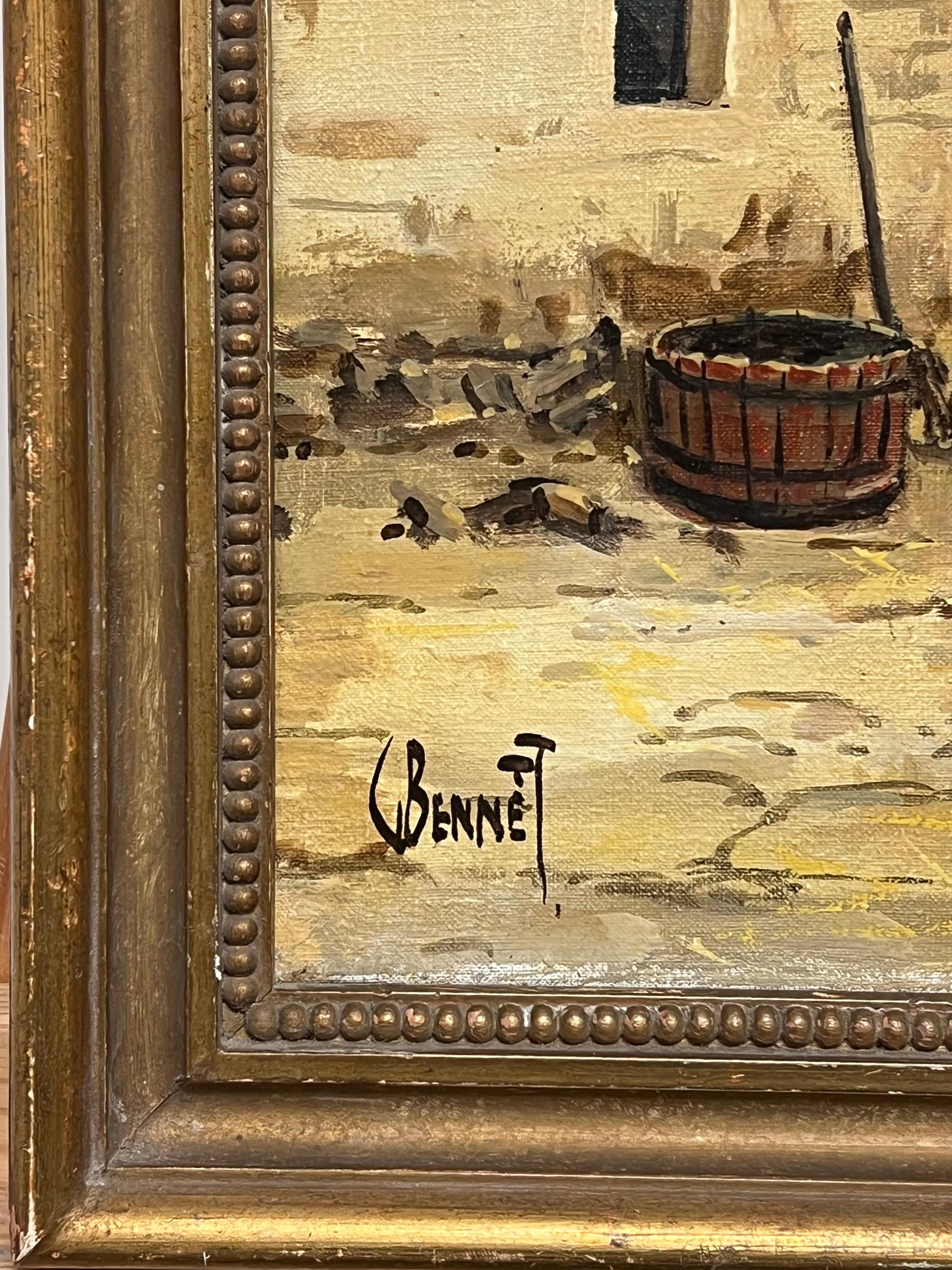 Pintura al Óleo Antigua Inglesa Firmada Animales de Granja Escena Campestre Rural - Painting Escuela inglesa de Antique English