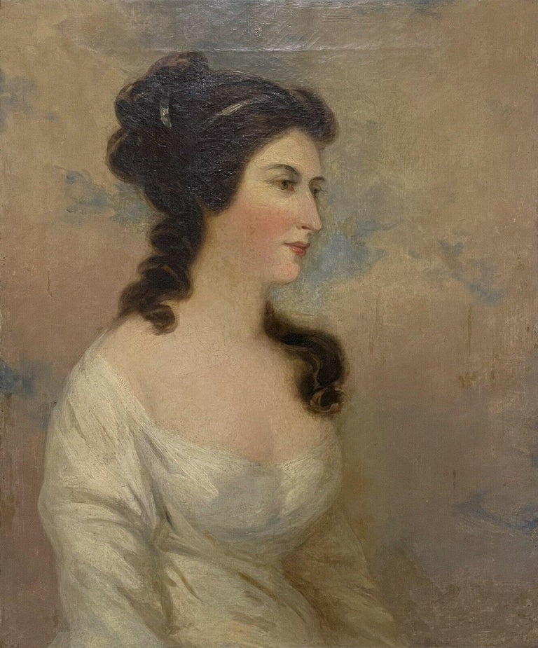 Fine 19th Century Large Portrait of a Young Lady, Beautifully Painted Oil - Victorian Painting by Antique English