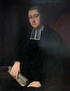 Very Large Antique English Oil Painting Portrait of Clerical Gentleman in Robes
