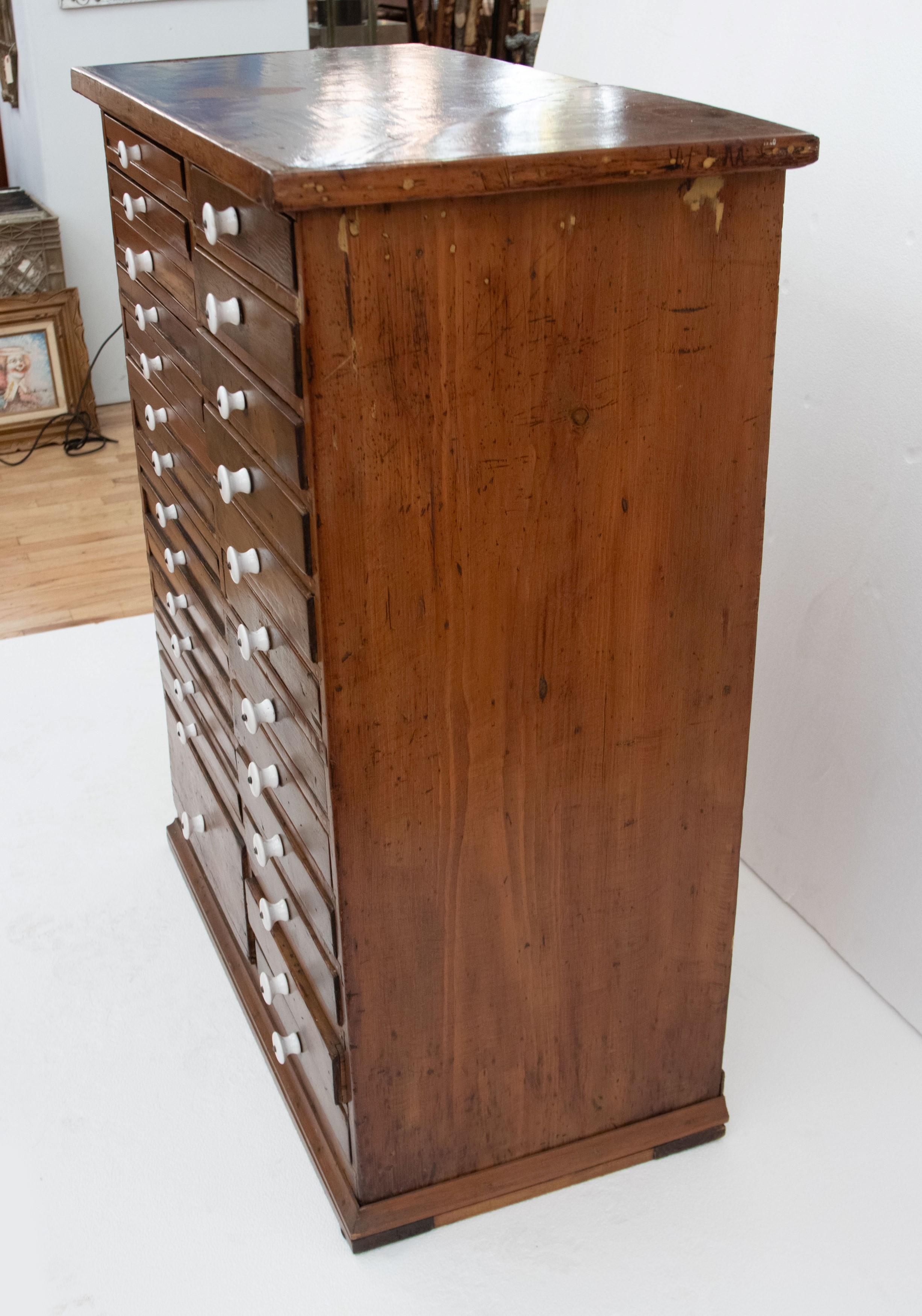 Antique English 26 Flat Drawer Wood Dental Cabinet For Sale 3