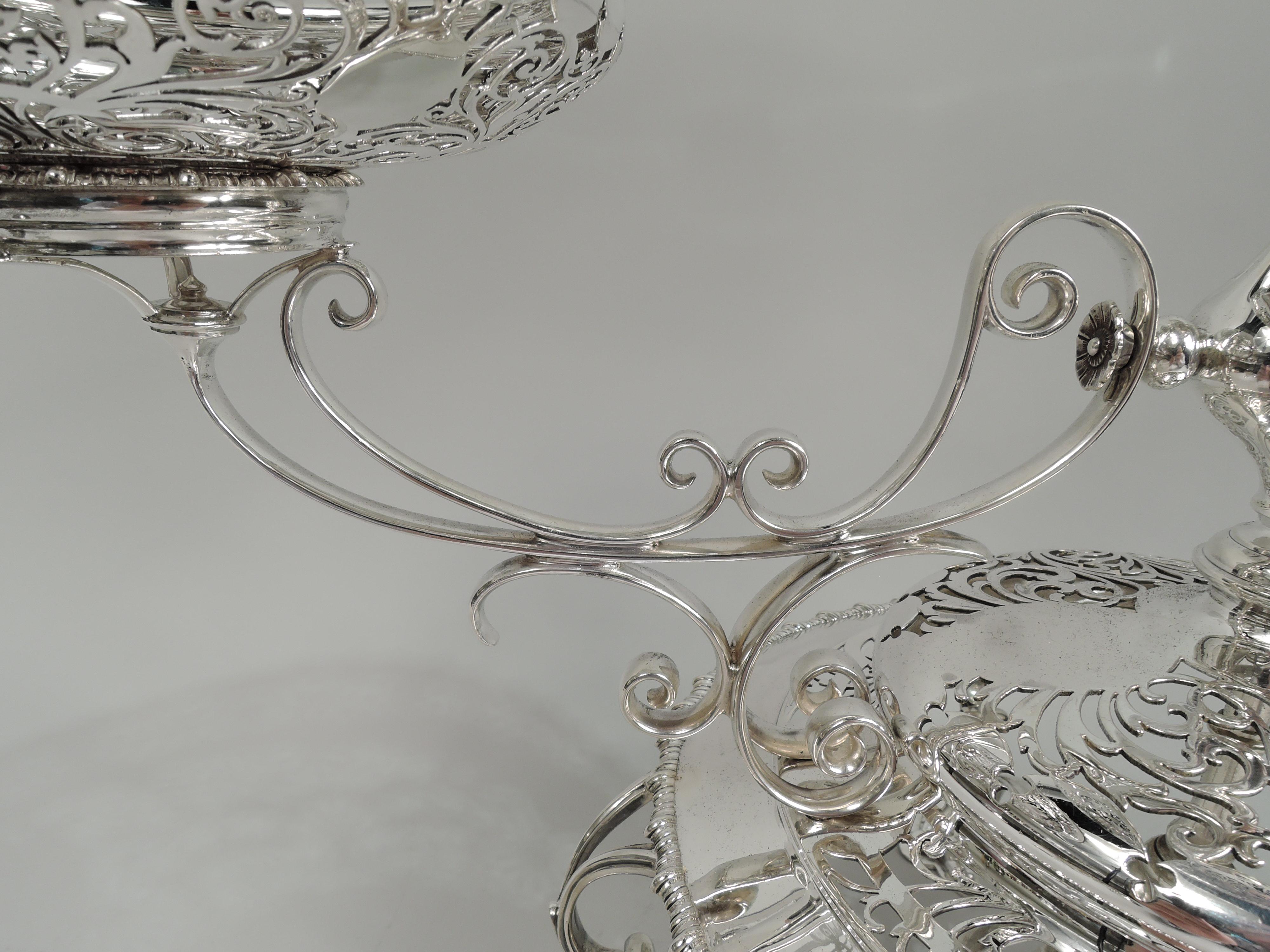 Sterling Silver Antique English 3-Basket Epergne Centerpiece by James Dixon For Sale