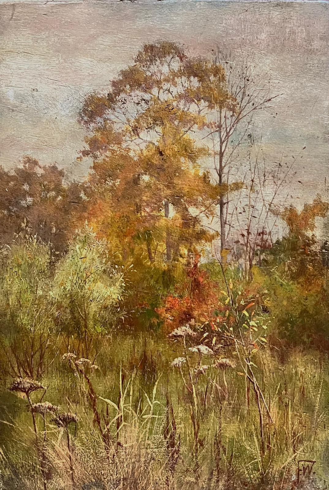 Antique English  Landscape Painting - Antique Signed Victorian English Oil Autumn Woodland Landscape
