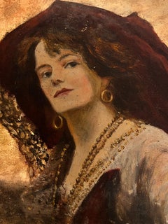 Antique Victorian English Oil - Fine Posed Lady Portrait